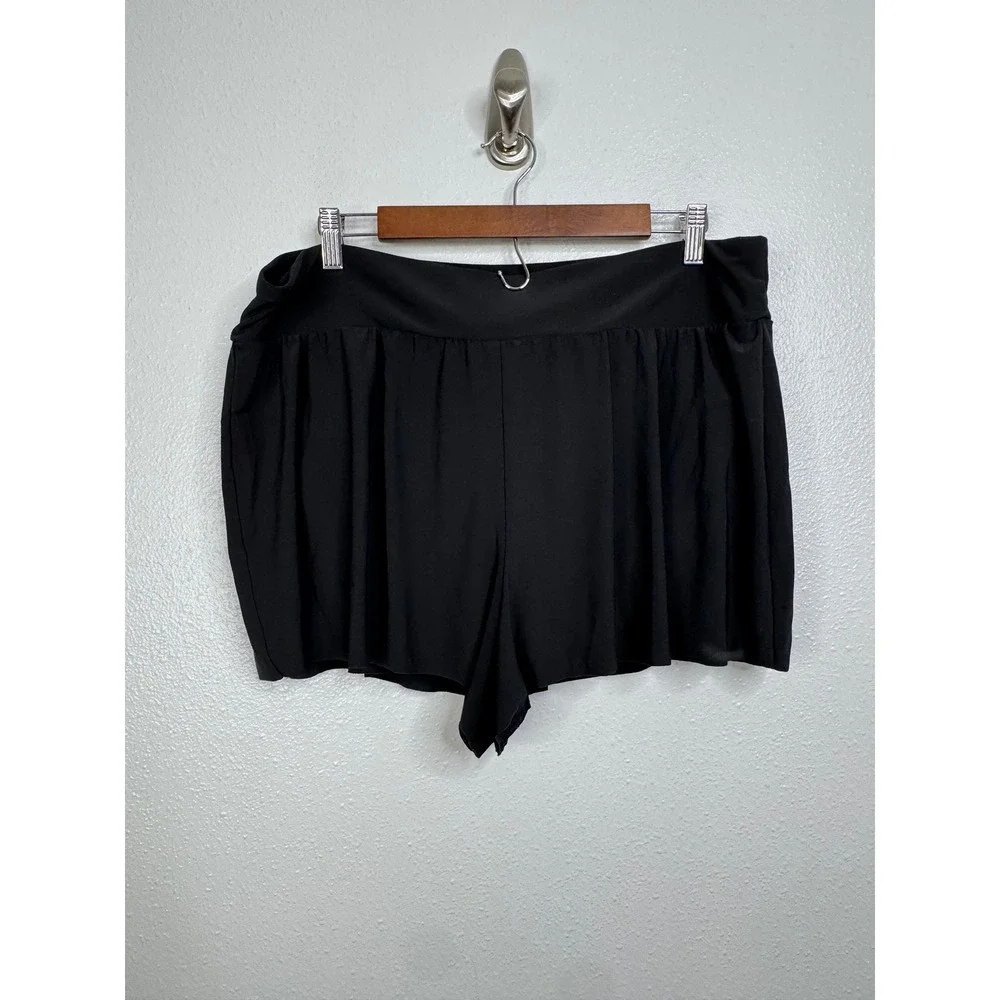 Aqua Green Womens Black Swim Shorts Wide Waistband Flowy Relaxed Fit Size Xlarge